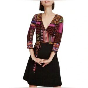 Desigual Colour Me stretch Faux Wrap Jersey Ranbow Abstract Dress XL